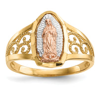 14k Two-tone w/White Rhodium Lady of Guadalupe Ring-R586