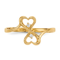 14k CZ Double Heart Ring-R590