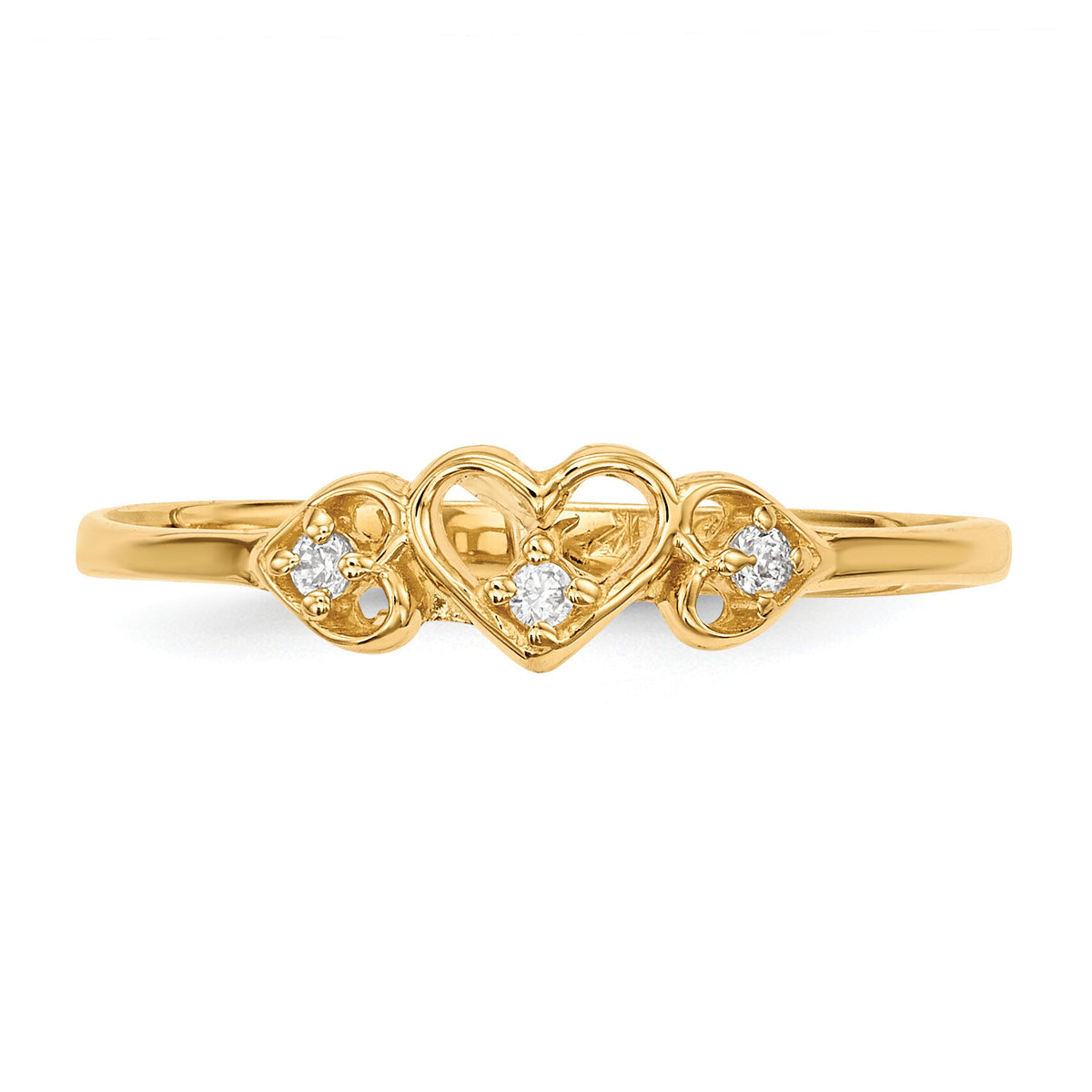 14k CZ 3-Hearts Ring-R591