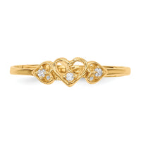 14k CZ 3-Hearts Ring-R591