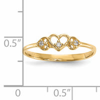 14k CZ 3-Hearts Ring-R591
