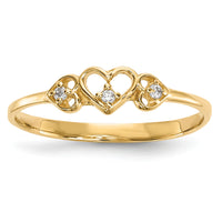 14k CZ 3-Hearts Ring-R591