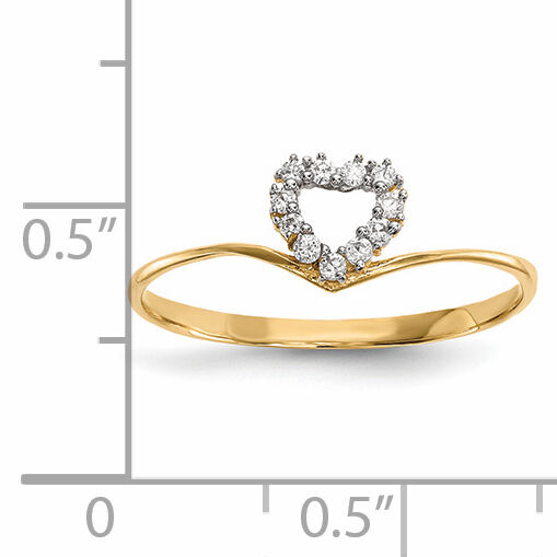 14k CZ Heart Ring-R592
