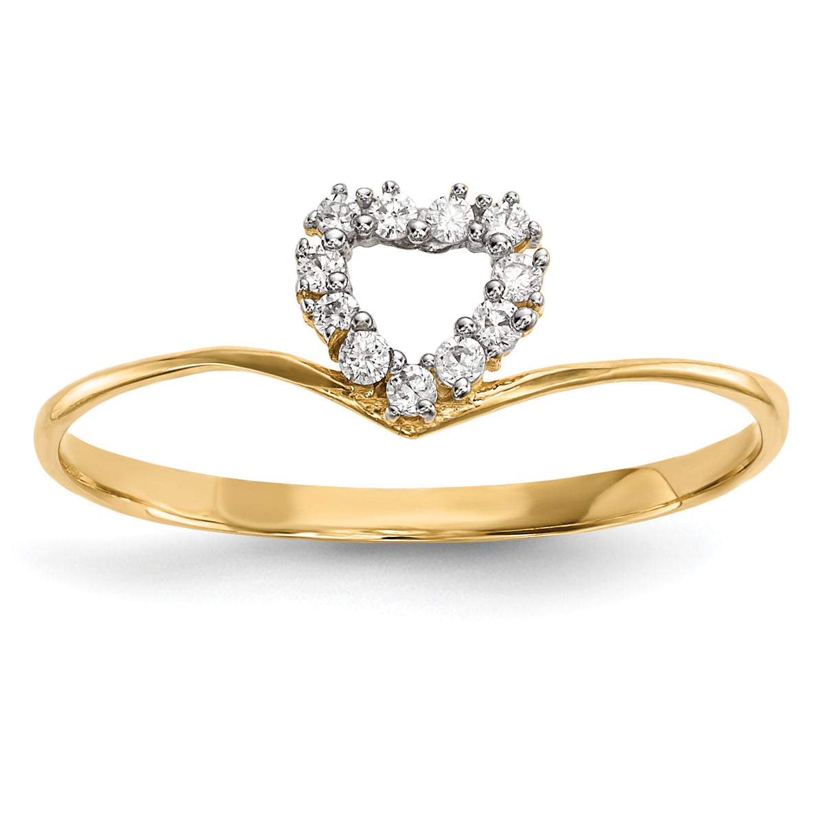 14k CZ Heart Ring-R592