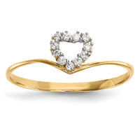 14k CZ Heart Ring-R592