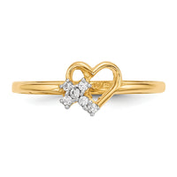 14k Heart w/CZ Cross Ring-R593