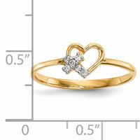 14k Heart w/CZ Cross Ring-R593