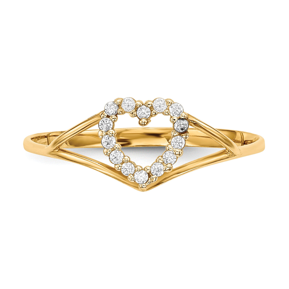 14k CZ Heart Ring-R595