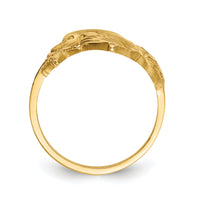 14k Polished and Satin Diamond-cut Dolphin Starfish Shell Sand Dollar Ring-R597