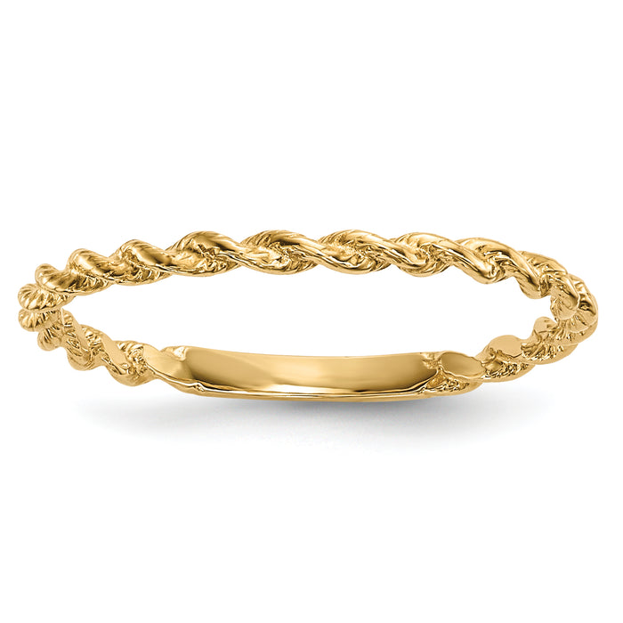 14k Polished Twisted Rope Ring-R604