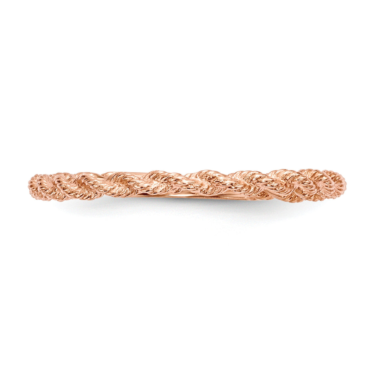 14k Rose Gold Polished Twisted Rope Ring-R605
