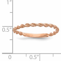 14k Rose Gold Polished Twisted Rope Ring-R605