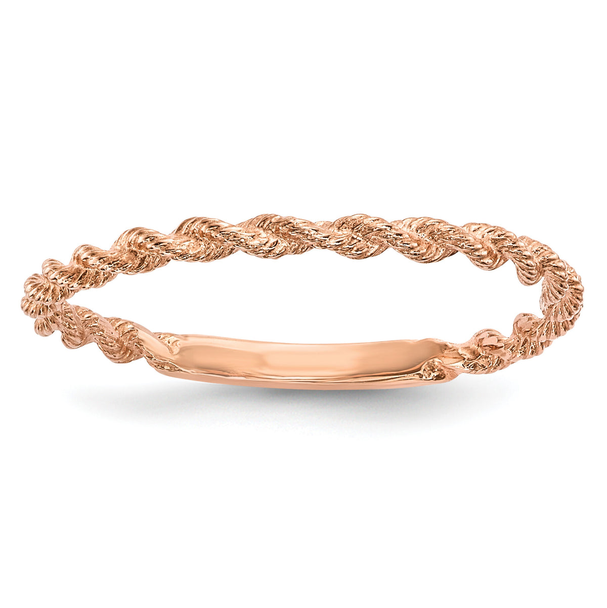 14k Rose Gold Polished Twisted Rope Ring-R605