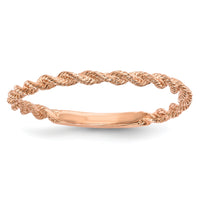 14k Rose Gold Polished Twisted Rope Ring-R605