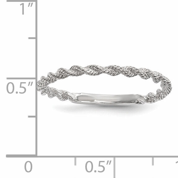 14k White Gold Polished Twisted Rope Ring-R606