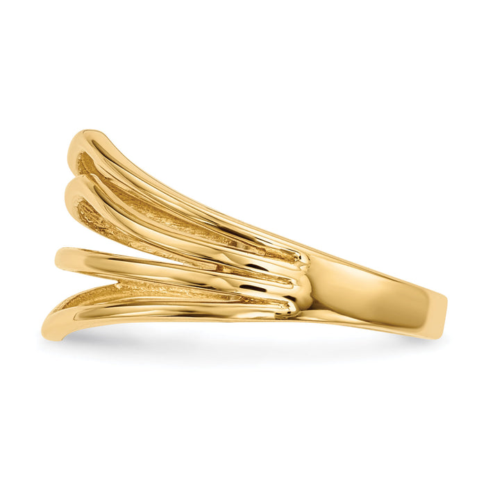 14k Gold Polished 4-Bar Ring-R607
