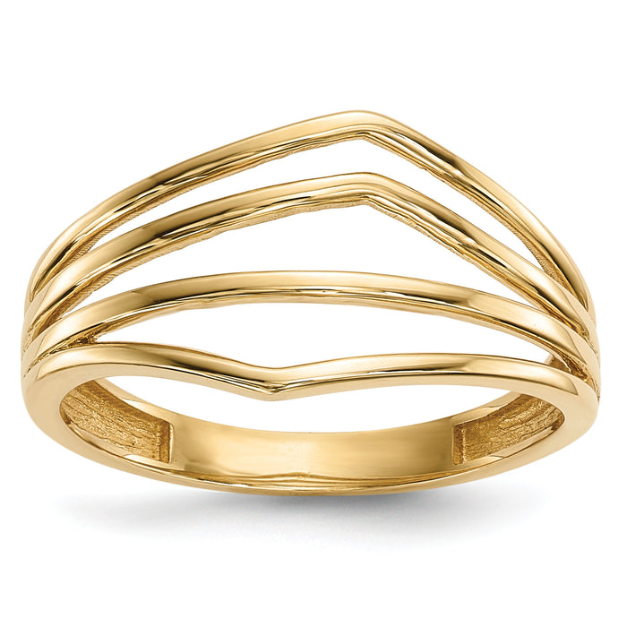 14k Gold Polished 4-Bar Ring-R607