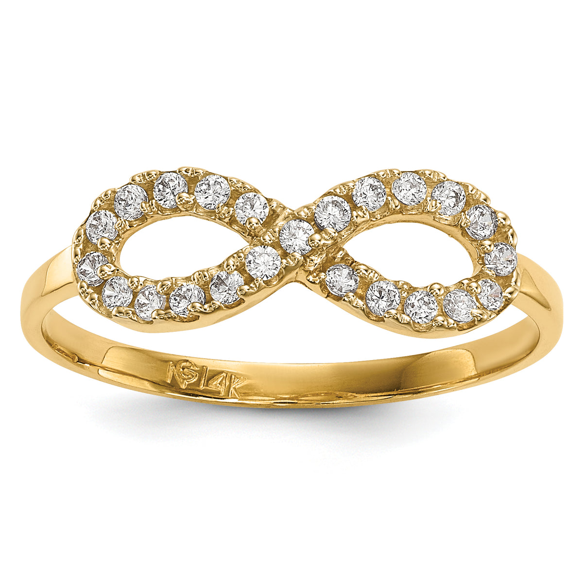 14k CZ Infinity Symbol Ring-R610