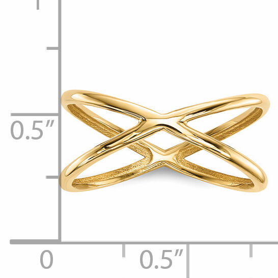 14k Gold Polished Double Ring-R619