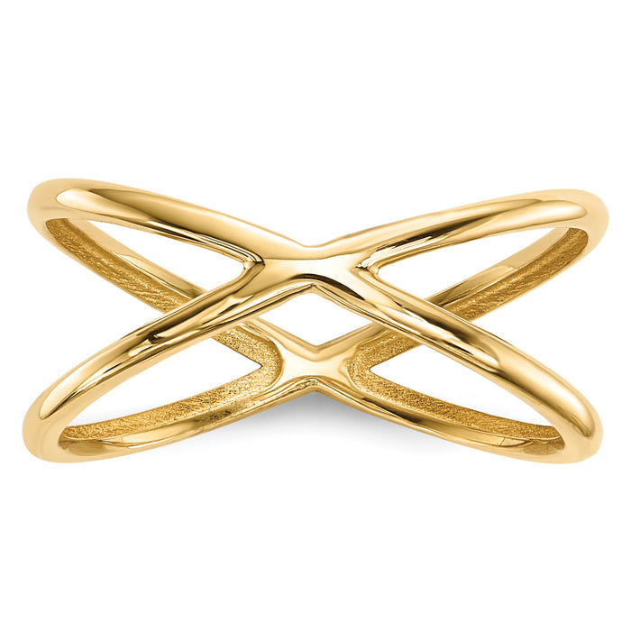 14k Gold Polished Double Ring-R619