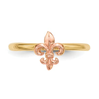 14k Two-tone Polished Fleur de Lis Ring-R623