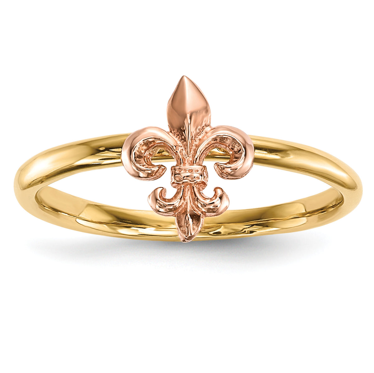 14k Two-tone Polished Fleur de Lis Ring-R623