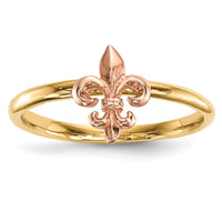 14k Two-tone Polished Fleur de Lis Ring-R623