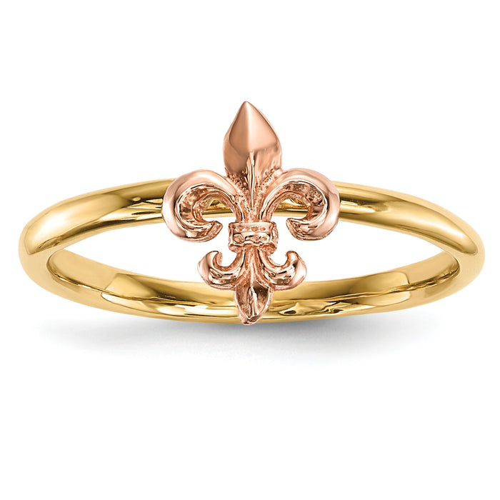 14k Two-tone Polished Fleur de Lis Ring-R623