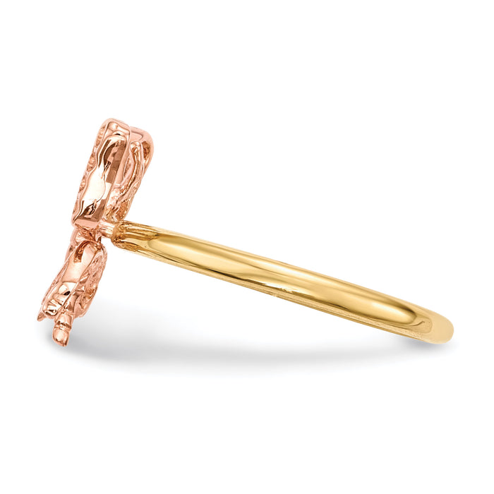 14k Two-tone Polished Butterfly Ring-R628