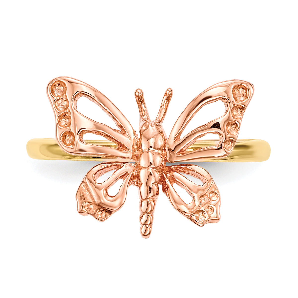 14k Two-tone Polished Butterfly Ring-R628
