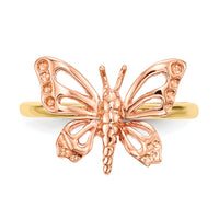 14k Two-tone Polished Butterfly Ring-R628