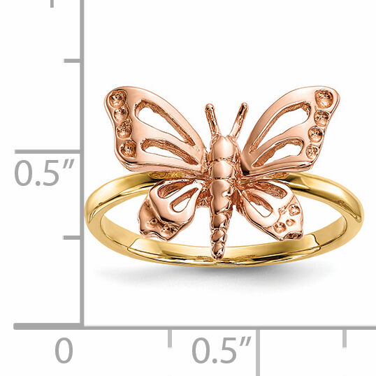 14k Two-tone Polished Butterfly Ring-R628