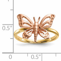 14k Two-tone Polished Butterfly Ring-R628