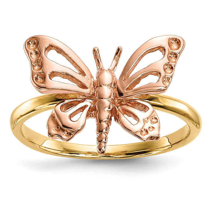 14k Two-tone Polished Butterfly Ring-R628