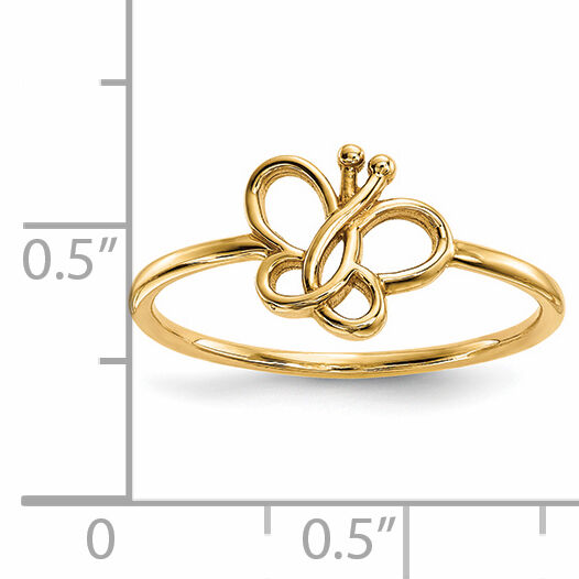 14k Polished Butterfly Ring-R629