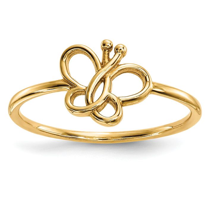 14k Polished Butterfly Ring-R629