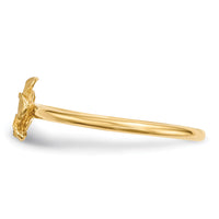 14k Satin & Diamond-cut Plumeria Ring-R630