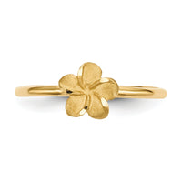 14k Satin & Diamond-cut Plumeria Ring-R630