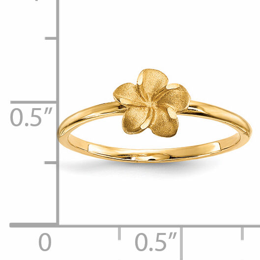 14k Satin & Diamond-cut Plumeria Ring-R630