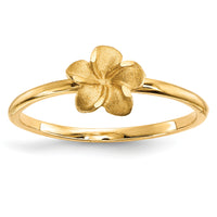 14k Satin & Diamond-cut Plumeria Ring-R630