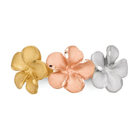 14k Two-tone w/White Rhodium Satin D/C 3-Plumerias Ring-R633