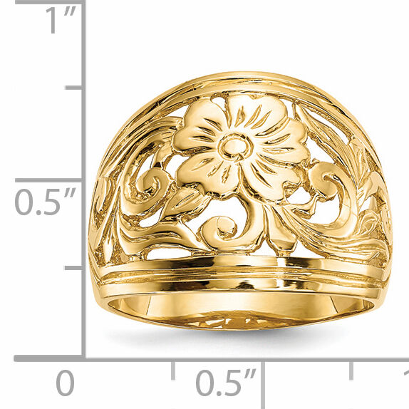 14k Polished Floral Ring-R638