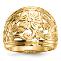 14k Polished Floral Ring-R638