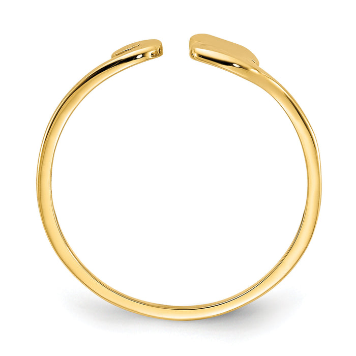 14k Gold Polished Cat Adjustable Cuff Ring-R639