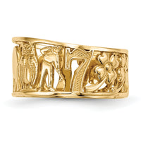 14k Lucky Symbols Cut Out 9mm Band-R646