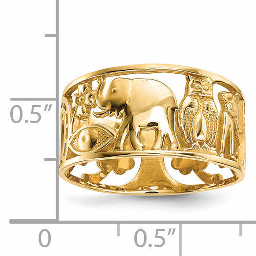 14k Lucky Symbols Cut Out 9mm Band-R646