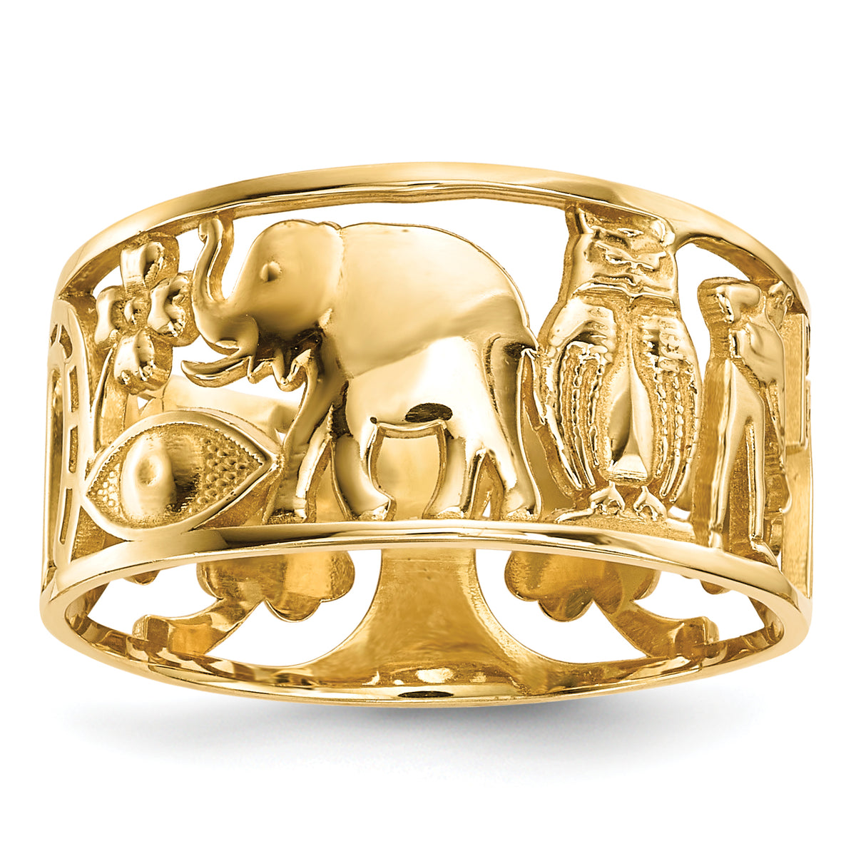 14k Lucky Symbols Cut Out 9mm Band-R646