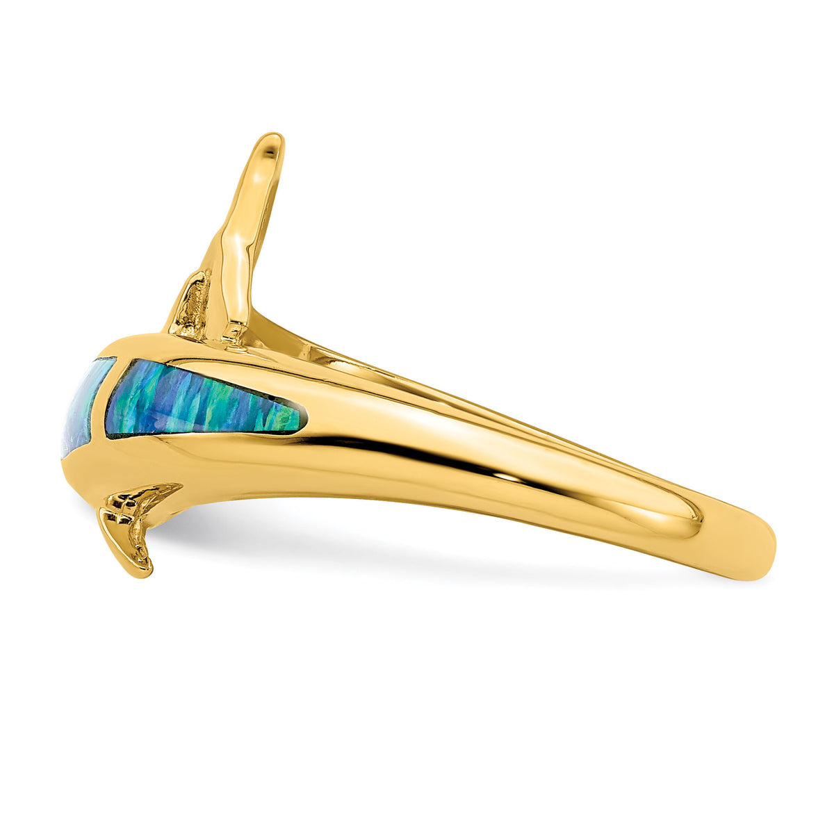 14K Lab Created Opal Dolphin Ring-R656