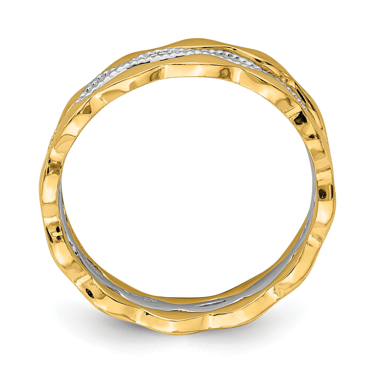 14K Yellow & White Gold Set of 3 Stackable Rings-R658