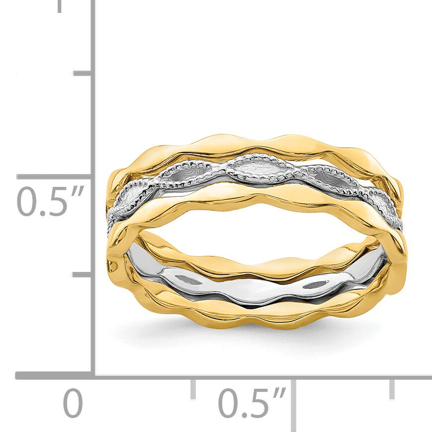 14K Yellow & White Gold Set of 3 Stackable Rings-R658